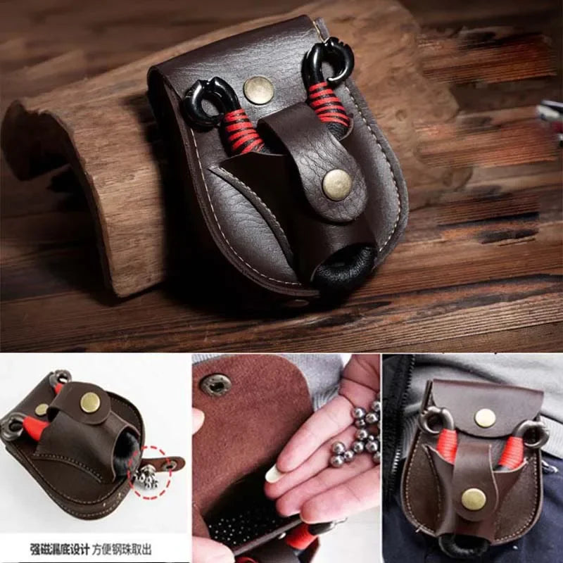 Leather bag for gun and steel balls