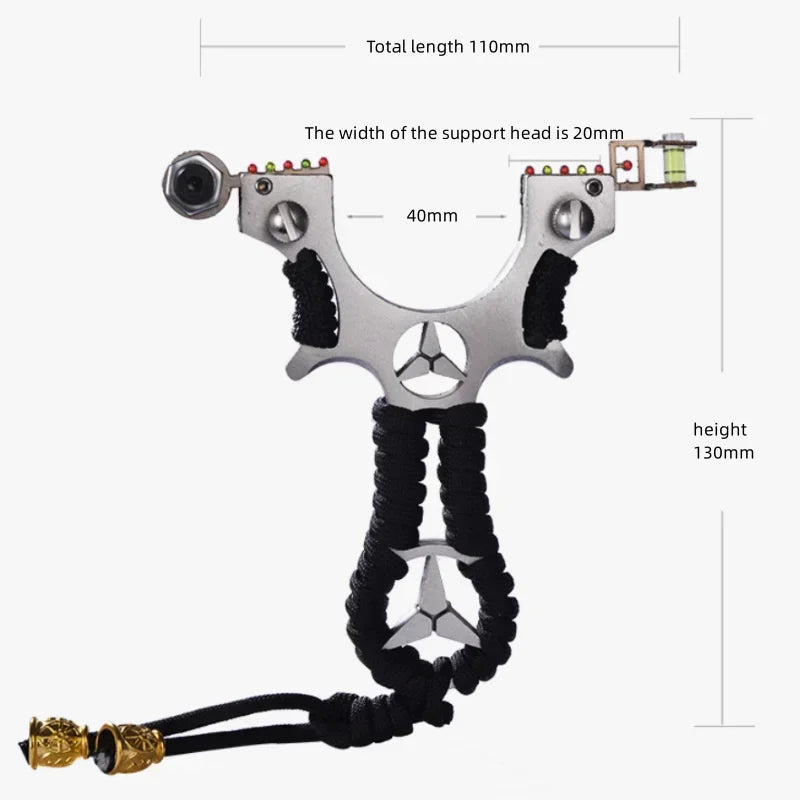 Precision outdoor hunting slingshot with laser mounted on the tip of the gun